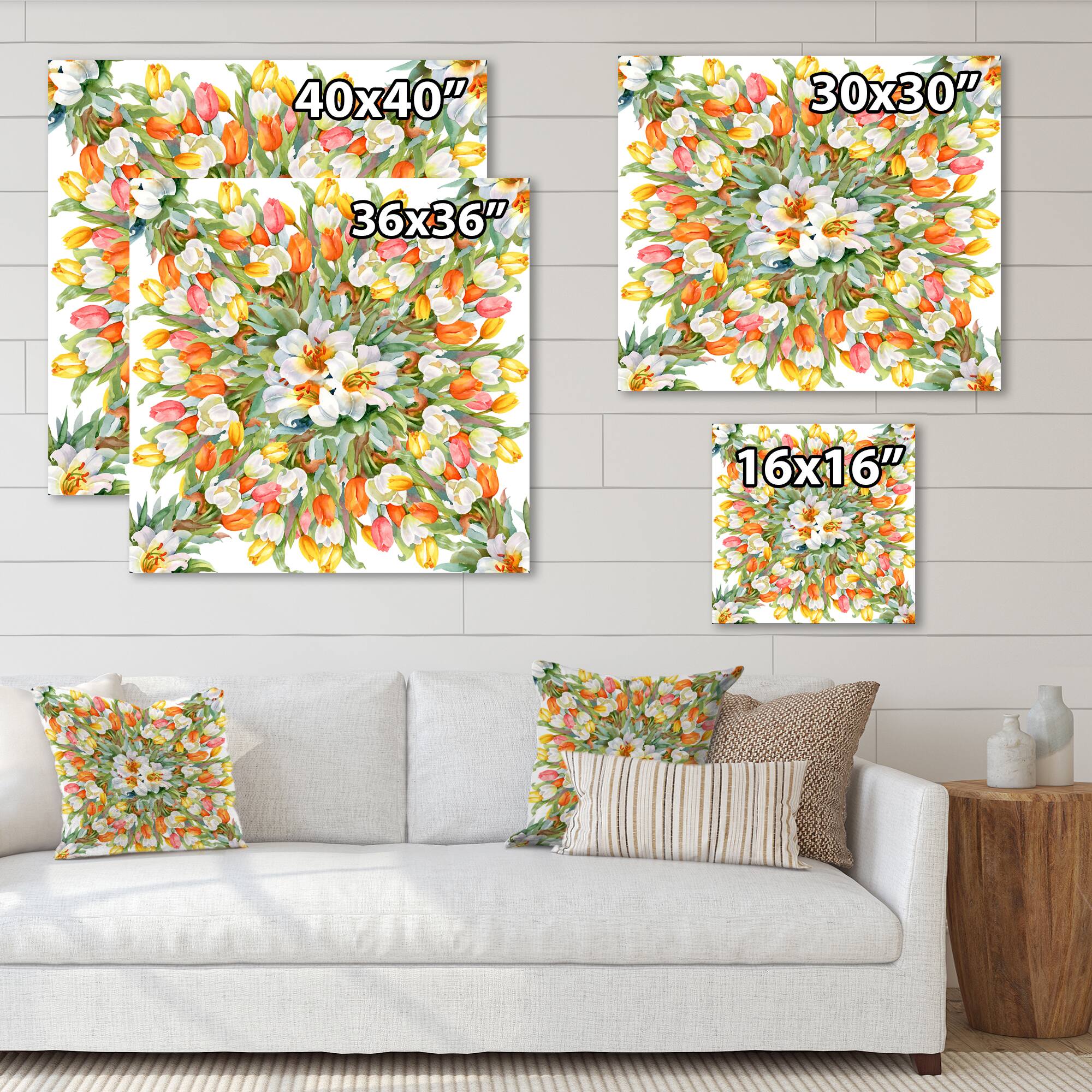 Designart - Blooming White and Orange Tulips II